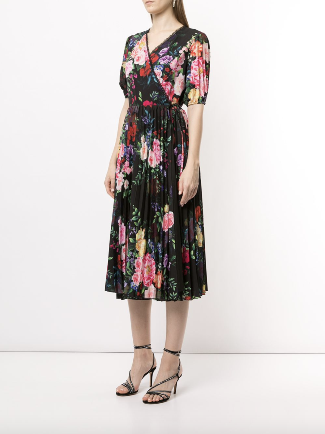 Short-Sleeve Wrap Day Dress – Marchesa